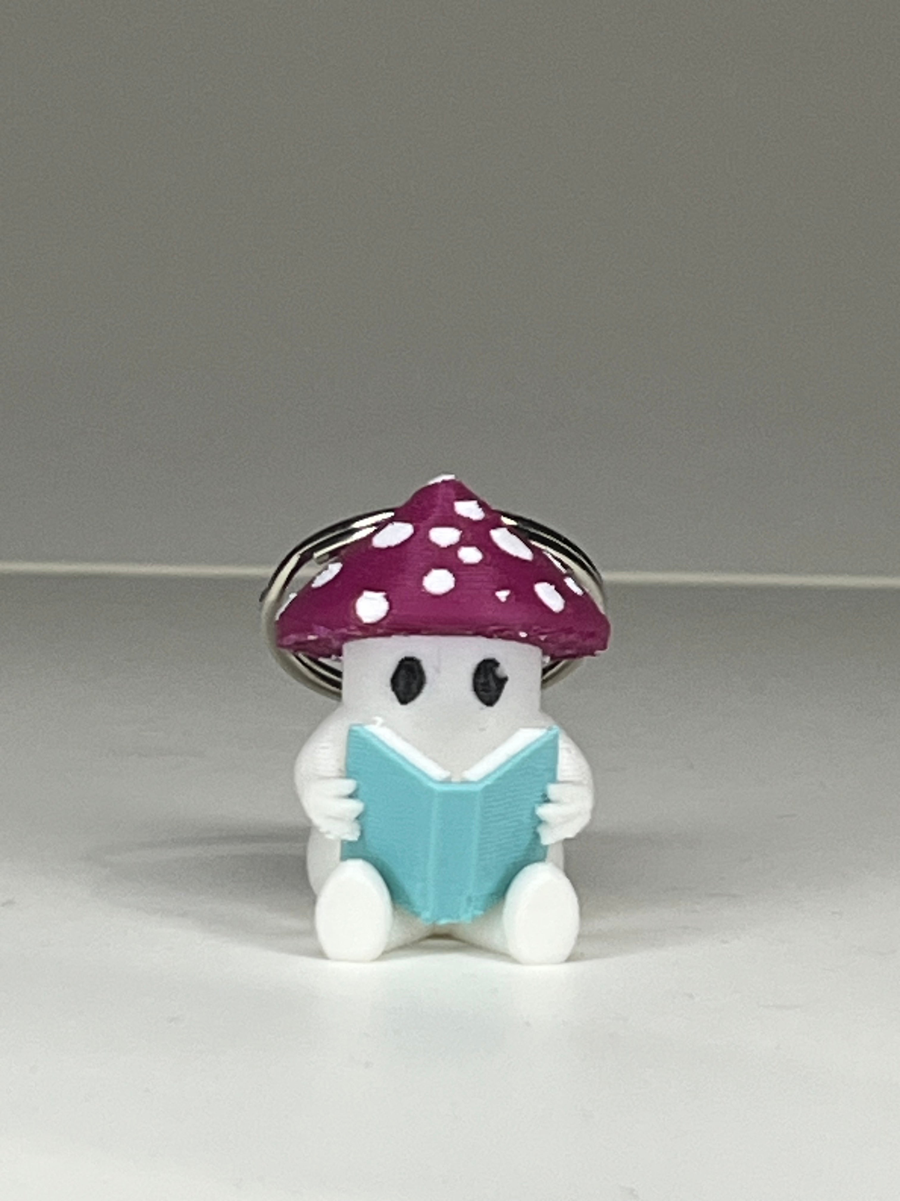 Reading Mushroom Keychain