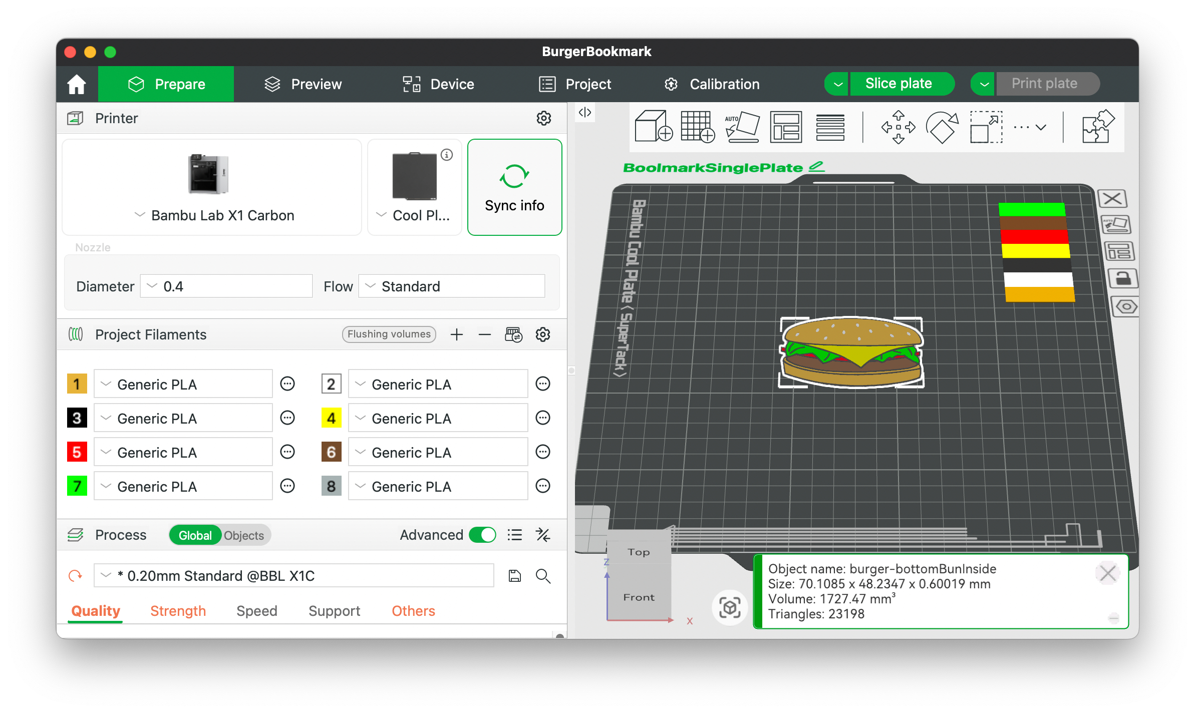 Burger Bookmark 3D Printing File