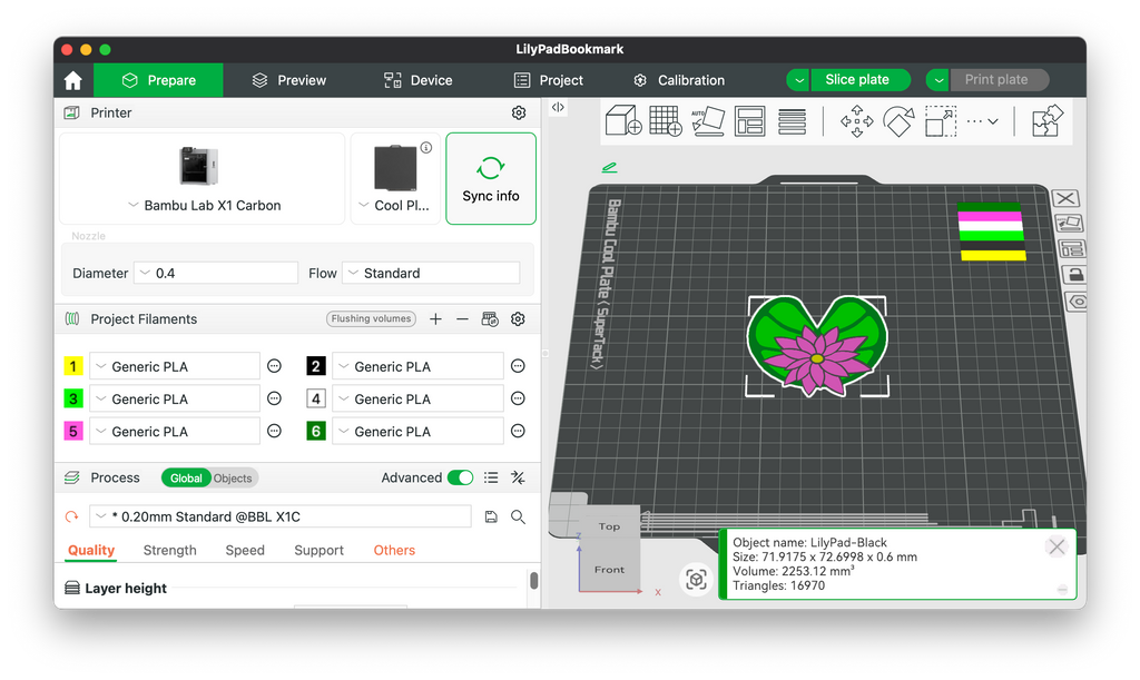Lily Pad Bookmark 3D Printing File