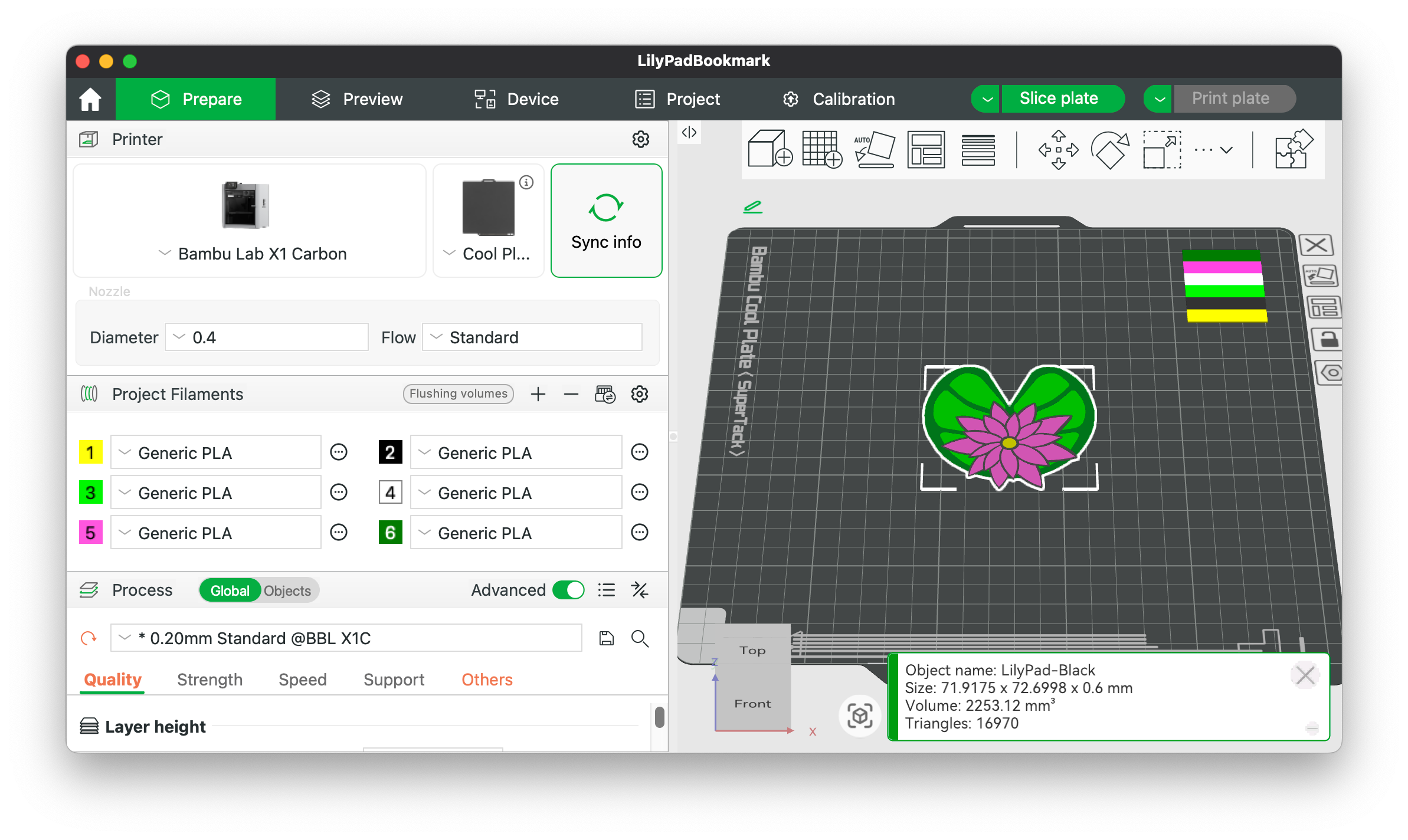 Lily Pad Bookmark 3D Printing File