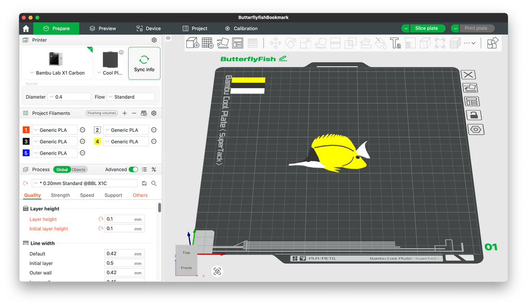 Butterfly Fish Bookmark 3D Printing File