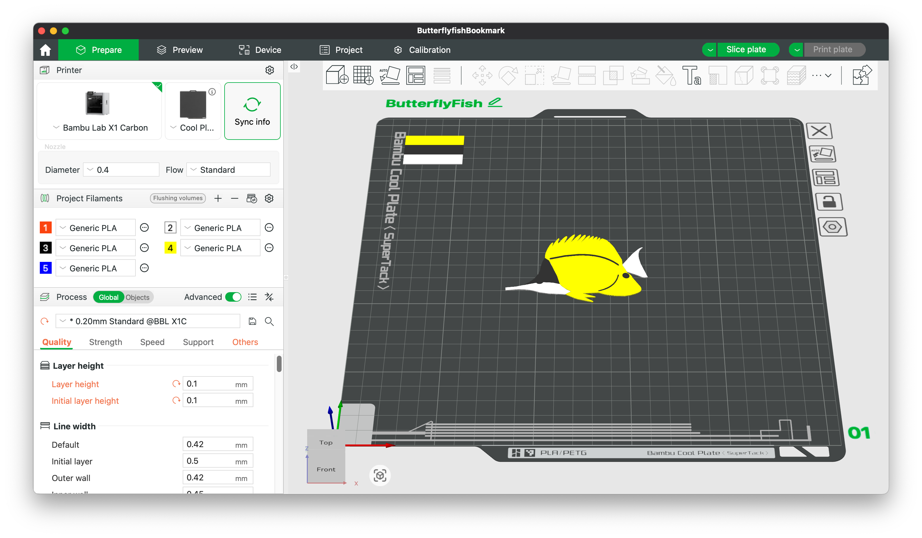 Butterfly Fish Bookmark 3D Printing File