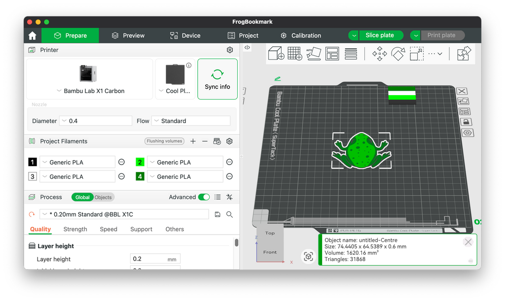 Frog Bookmark 3D Printing File