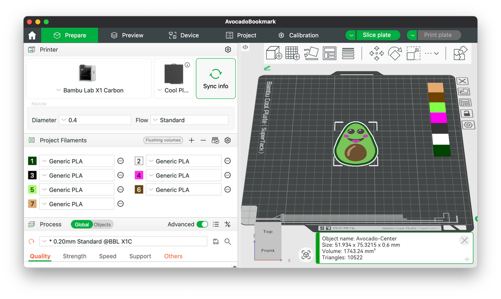 Avocado Bookmark 3D Printing File