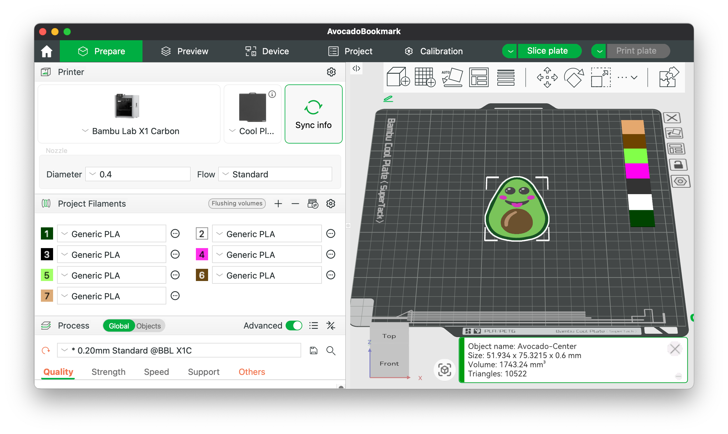 Avocado Bookmark 3D Printing File