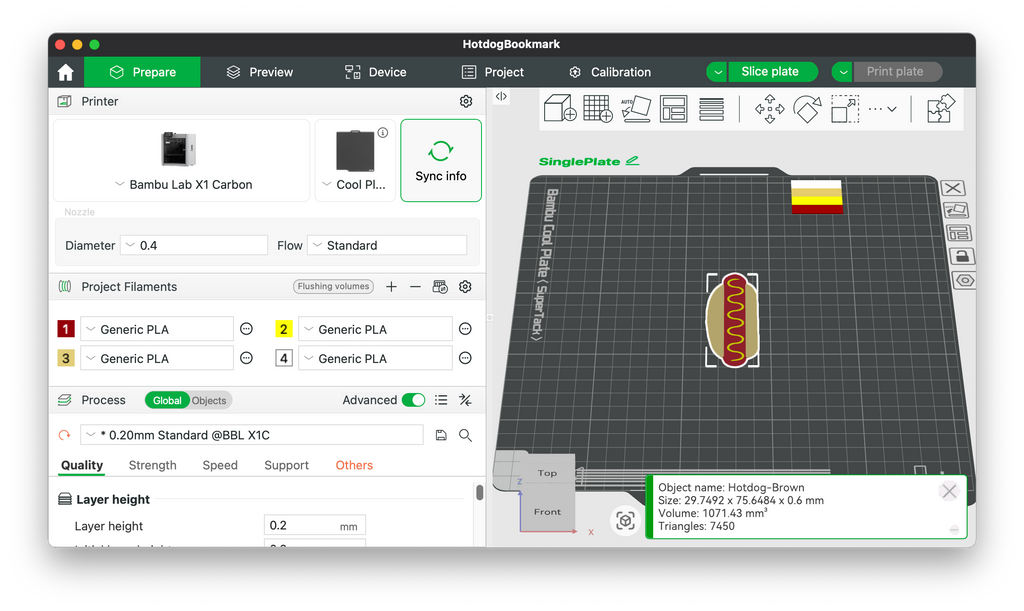 Hotdog Bookmark 3D Printing File