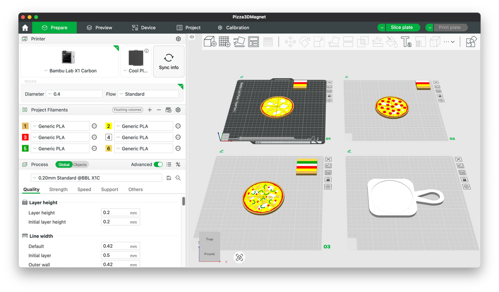 Pizza 3D Magnet Printing File