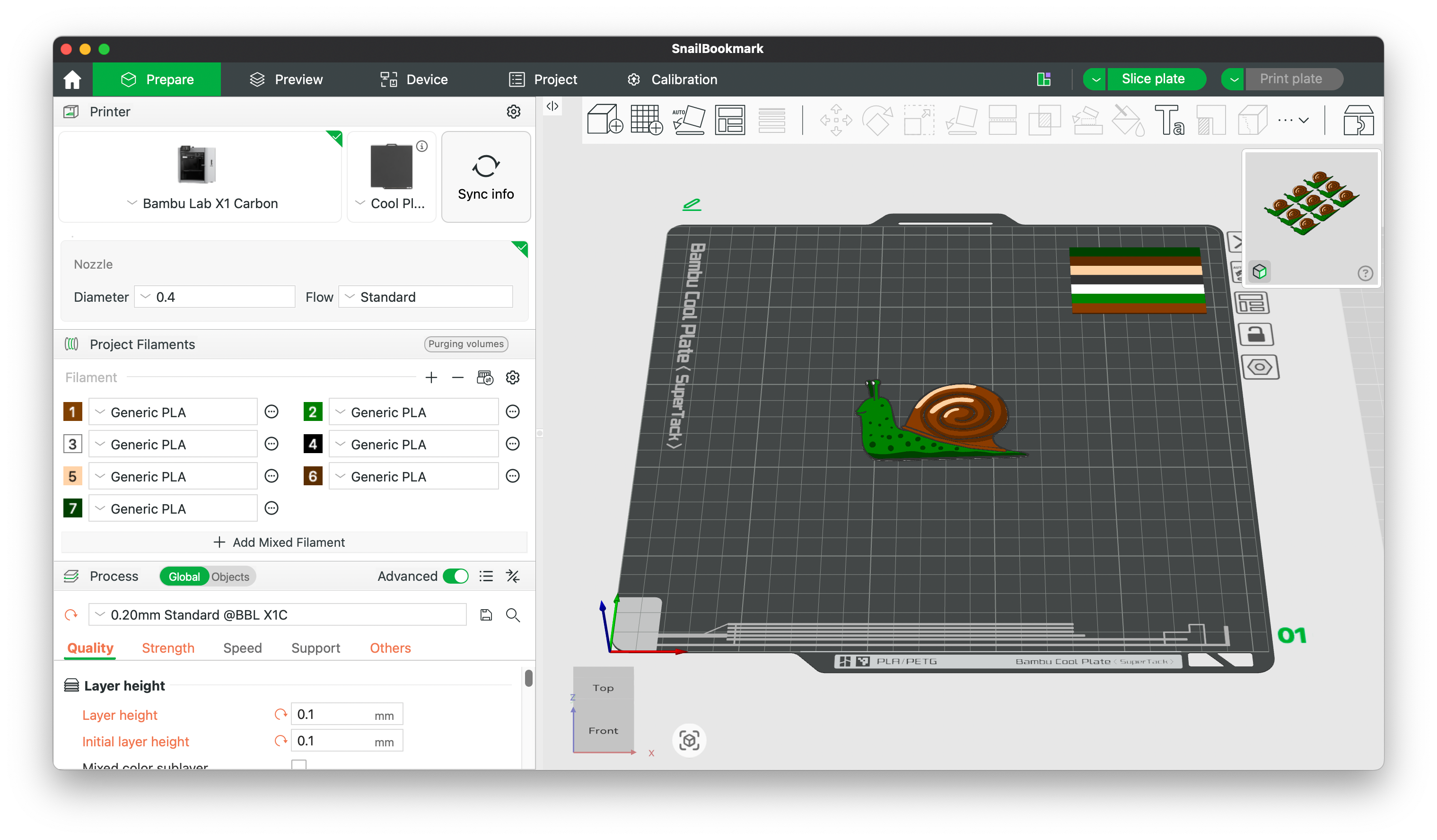 Snail Bookmark 3D Printing File